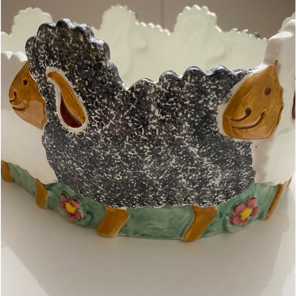 Made for Ethan Allen Ceramic Italian Made Ceramic Dish with Sheep on Exterior - Picture 4 of 15